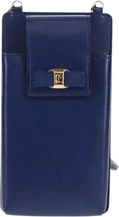 Ferragamo Pre-owned Cross Body Bags, female, Blue, Size: ONE SIZE Pre-owned Leather Shoulder Bag