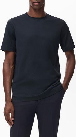 Mango Regular Fit Cotton Blend T-Shirt in Navy at Nordstrom, Size Medium