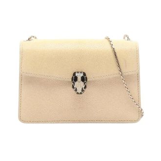 Bulgari Pre-owned Cross Body Bags, female, Beige, Size: ONE SIZE Pre-owned Serpenti Forever Leather Galuchat Shoulder Bag