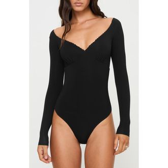 Princess Polly Loveydove Long Sleeve Bodysuit in Black at Nordstrom, Size 10