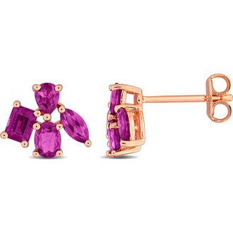 Delmar Rhodolite Garnet Cluster Stud Earrings in Pink at Nordstrom Rack