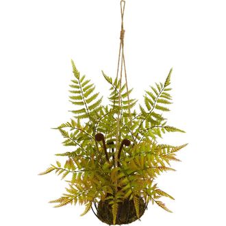 Nearly Natural 21-in Fern Artificial Plant in Metal Hanging Basket in Green at Nordstrom