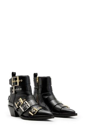 AllSaints Jane Buckle Bootie in Black at Nordstrom, Size 10