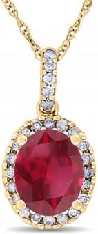 Allurez Ruby & Halo Diamond Pendant Necklace in 14k Yellow Gold 2.44ct