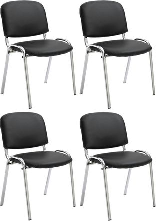 Clp Set De 4 Sillas Ken Cromadas En Polipiel Negro