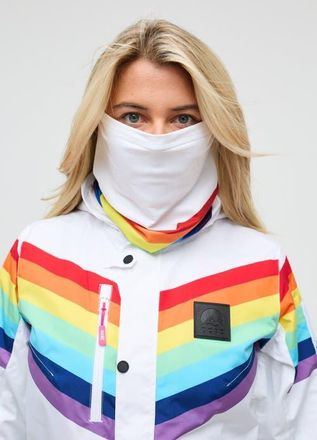 OOSC Neckwarmer - Rainbow Road in White With Rainbow Stripes at Nordstrom