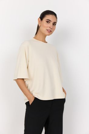 Soyaconcept Rundhalsshirt SOYACONCEPT SC-BANU 231, Damen, Gr. XXL, cream, Single Jersey, Obermaterial: 48% Modal, 48% Polyester, 4% Elasthan, unifarben, h&uuml;ftlang,