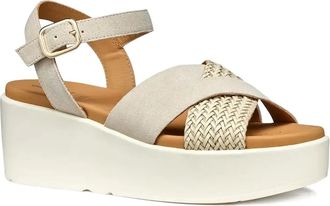 Geox 60 mm geweven sandalen met gekruiste bandjes en plateauzool - Beige