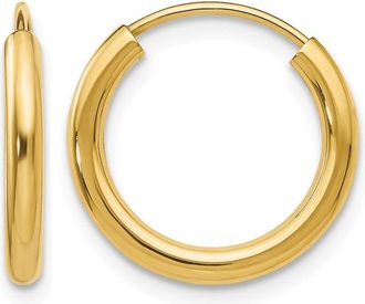 Diamond2Deal 10k Yellow Gold Round Endless Huggie Hoop Earrings