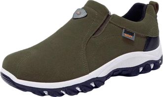 Generic Mens Slip On Trainers Suede Walking Shoes Casual Loafer Shoes Breathable Tennis Shoe Non Slip Work Shoe Orthopedic Walking Trainer Gym Workout Sneaker