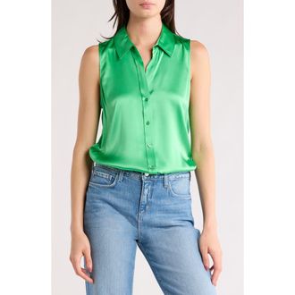 L'agence Emmy Sleeveless Silk Blouse in Island Green at Nordstrom Rack, Size X-Large