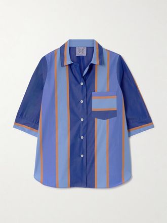 Thierry Colson Camicia In Popeline Di Cotone A Righe Zouk - Blu