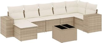 vidaXL Vidaxl - Juego De Sof&aacute;s De Jard&iacute;n Con Cojines Beige 8 Pzas Rat&aacute;n Pe