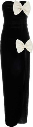 Alessandra Rich Black Stretch Velvet Dress
