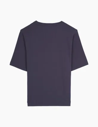 Maison Kitsun&eacute; Embroidered Floral Logo T-Shirt - Blue