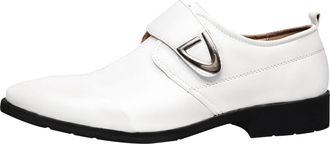 Generic Wedding Formal Shoes for Men Without Lacing Slip On Loafers Pointed Toe Leather Shoe Block Heel Non Slip Causal Wide Footwear for Formal Business Meet