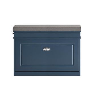 SoBuy Banco zapatero con 1 solapa y 1 cajon azul