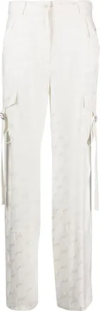 Blugirl straight-leg logo-print trousers - women - Cotton/Viscose - 48 - Neutrals
