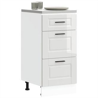 Berkfield Home Kitchen Base Cabinet Porto High Gloss White Engineered Wood