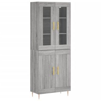 vidaXL Aparador Alto Madera Contrachapada Gris Sonoma 69,5x34x180 Cm Vidaxl
