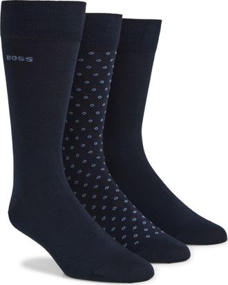 BOSS 3-Pack Cotton Blend Dress Socks in Dk Bu at Nordstrom Rack
