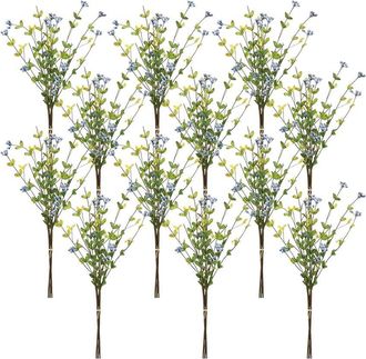 Melrose International Set Of 12 Blue Berry Foliage Spray