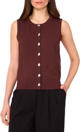 Vince Camuto Crewneck Button-Up Sweater Vest in Rich Chocolate at Nordstrom Rack, Size X-Large