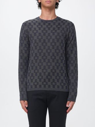 Emporio Armani Maglia girocollo in pura lana vergine con motivo jacquard