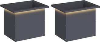 vidaXL Jardinera Para Jard&iacute;n Con Luces Led 2 Uds. Antracita Vidaxl