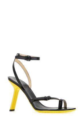 Loewe Womens Black Leather Petal Sandals Sandali