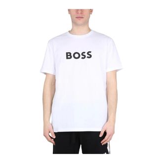 HUGO BOSS Tops, Heren, Wit, 2Xl, Katoen, T-shirt van katoenen jersey met logoprint