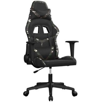 vidaXL Silla Gaming De Masaje Cuero Sint&eacute;tico Negro Y Camuflaje Vidaxl
