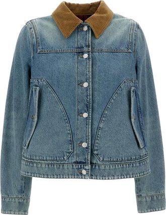 Alexander McQueen Alexander McQueen, Denim Jackets, female, Blue, Size: S Boxy Denim Jacket