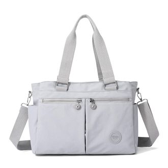 Generic Women Nylon Waterproof Tote Bags with Adjustable Strap, Large Capacity Underarm Bag, Crossbody Bags for College School Work Travel Shopping-Light Grey