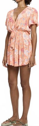 Kivari Rosa Tie Front Mini Dress In Peach