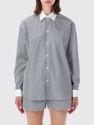 Sporty & Rich Striped Cotton Shirt with Relaxed Fit and French Collar