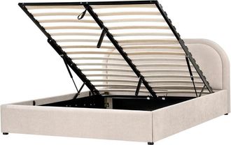 Beliani Ottoman Bed Fabric QUILLIEN 160 x 200 cm (EU King Size) Beige