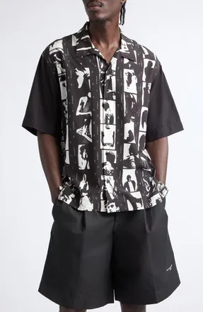 Givenchy Photographic Negative Print Short Sleeve Button-Up Shirt in Black/white at Nordstrom, Size 40