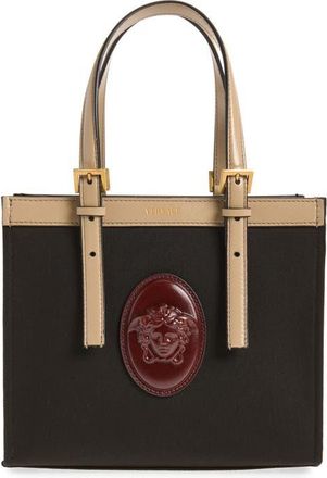 Versace Rivi&egrave;re Canvas Tote in Black/grey/rosewood/gold at Nordstrom