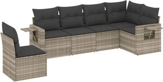 vidaXL Vidaxl - Set De Sof&aacute;s De Jard&iacute;n 6 Pzas Y Cojines Rat&aacute;n Sint&eacute;tico Gris