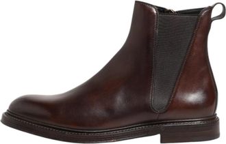 Dolce & Gabbana Bruine Chelsea Leren Mid Calf Laarzen - Dames - Chelseaboots - Bruin - 39 EU - Leer - Schoenen
