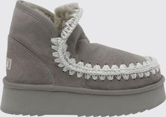 Mou Stivaletti Mini Eskimo Platform in suede con cuciture a uncinetto
