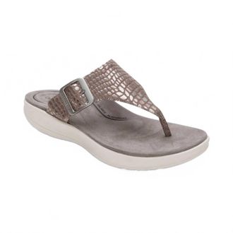 Aetrex Womens Donna Adjustable Thong Sandal In Pewter Metallic