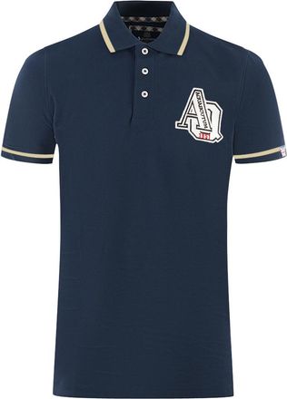 Aquascutum AQ 1851 Embroidered Tipped Navy Blue Polo Shirt