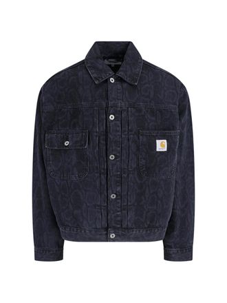 Carhartt Work in Progress Black Belmar Snake Camo Denim Jacket