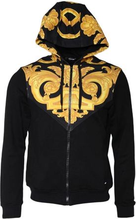 Versace Zwarte Katoenen Full Zip Hoodie Sweatshirt - Heren - Vesten met rits - Zwart - XL - Katoen - Hoodies & sweatvesten