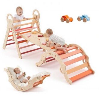 OEM Estructura De Escalada Para Ni&ntilde;os Y Beb&eacute;s, Gimnasio Montessori Plegable, Carga De 68 Kg, Con Coj&iacute;n Arco De Escalada Tobog&aacute;n Carritos De Madera, Tri&aacute;ng