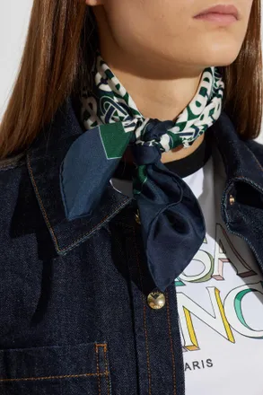 Casablanca Silk Scarf With Monogram, Unisex, Navy Blue