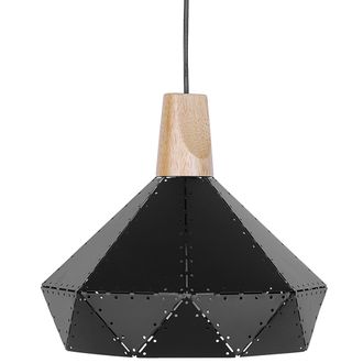 Beliani L&aacute;mpara Colgante Con Pantalla De Metal Geom&eacute;trico Industrial Negro Sala De Estar Somme