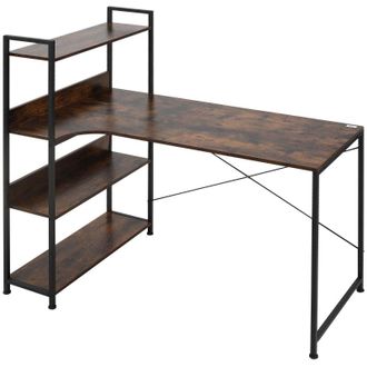 HOMCOM Vintage Computer Desk with Shelves 120cm - Black | TJ Hughes
